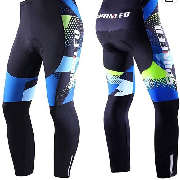 Sponeed Black Padded Stretch Cycling Leggings- New With Tags - Picture 1 of 13